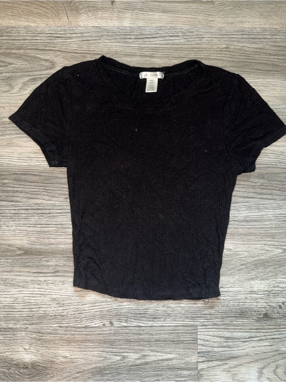 Black Ribbed Short Sleeve Crop Top